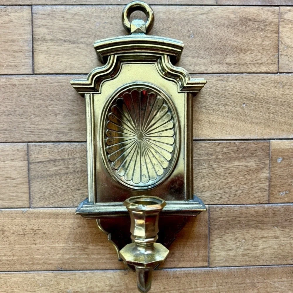 VTG 1982 Homco Syroco Gold Hollywood Regency Wall Candle Holder 4234 Scone USA